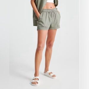 Quince Vintage Wash Tencel Utility Shorts in Olive